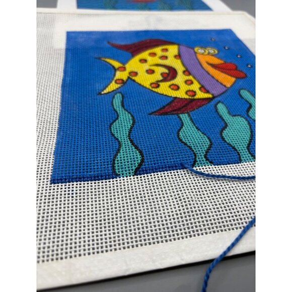 Vtg Happi Fish #28 Handpainted Needlepoint Canvas By Sundance Designs - Picture 2 of 5